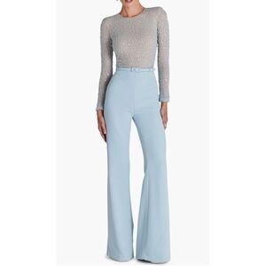 NWOT NADINE MERABI Misha Beaded Sequin Long Sleeve Wide Leg Jumpsuit Size XL 12